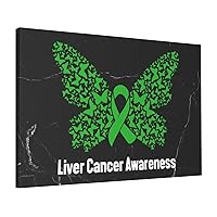 OKLRYNBV Butterfly Hope Liver Cancer Awareness Living Room Wall Painting Bedroom Wall Art Hanging Paintings 16x24 Inch