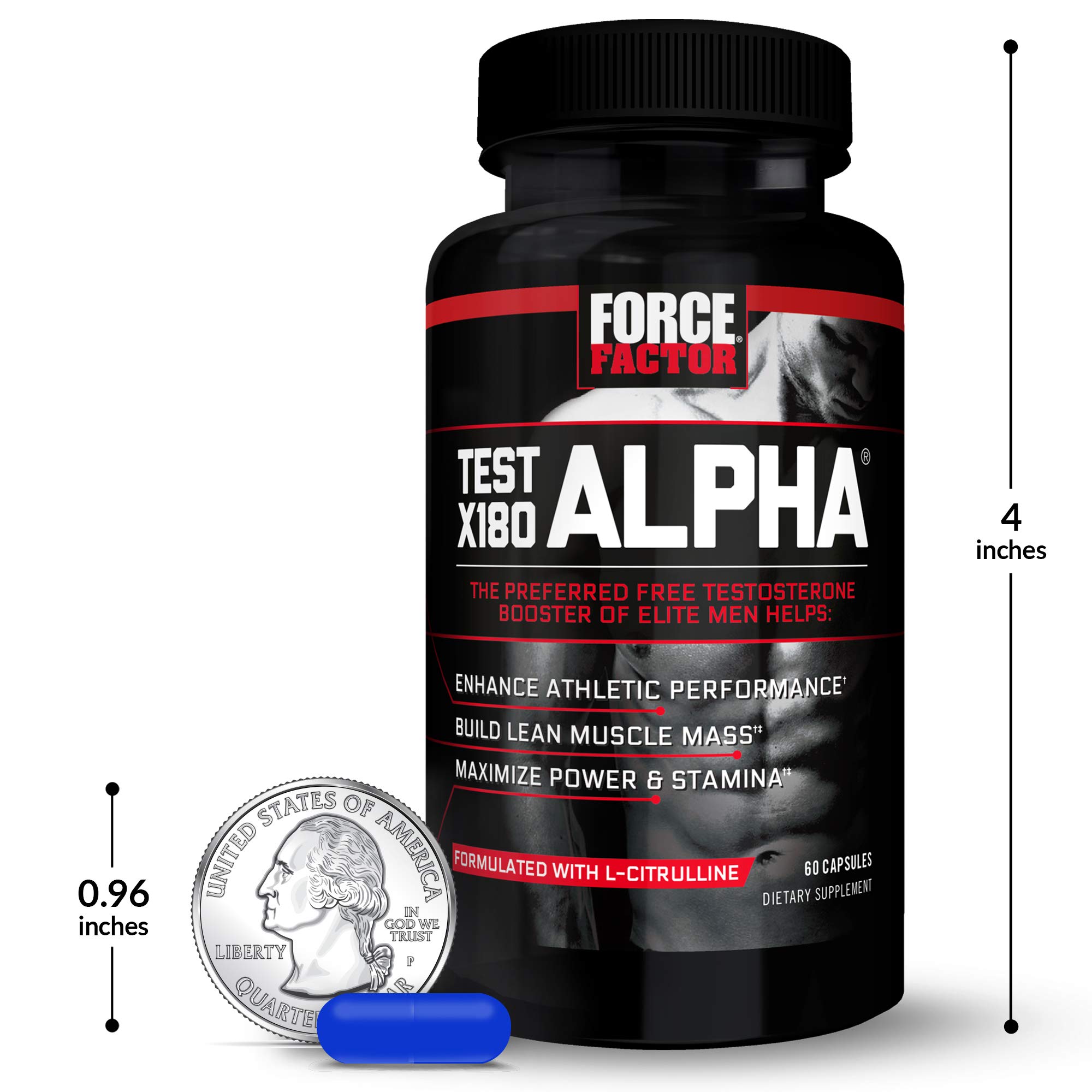 Force Factor Test X180 Alpha Total Testosterone Booster for Men with Fenugreek Seed and Maca Root to Increase Blood Flow, Build Lean Muscle, Improve Male Athletic Performance, 60 Capsules