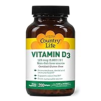 Vitamin D3 5000 IU, Supports Healthy Bones, Teeth and Immune System, Daily Supplement, 200 ct