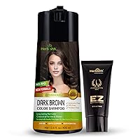 Herbishh Hair Color Shampoo for Gray Hair Dark Brown 400 ML + Hair Color Cream for Gray Hair Coverage