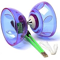 Five Bearings Chinese Diabolo Yoyo Set with Fiberglass Sticks-Adjustable Strings for All Ages - Best for Fitness and Tricks (Purple)