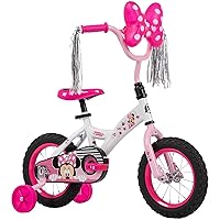 Huffy Disney Minnie Girl's Bike for Kids, Training Wheels, 12