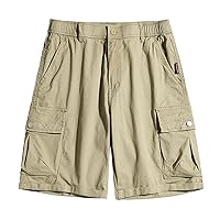 Mens Cargo Shorts Baggy Solid Washed Sweat Shorts Casual Elastic Waisted Athletic Workout Gym Short with Pockets