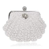 Pearl Clutch Bag for Women Fashion Evening Wedding Party Bridal Handbag Women Beaded Clutch Wallet Perfect Gift,White