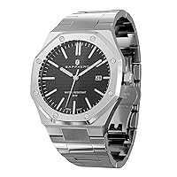 SAPPHERO Men's Watch Octagonal Stainless Steel 30M Waterproof Luminous Wristwatch Luxury Analog Quartz Watch for Men with Date Elegant Mens Gift