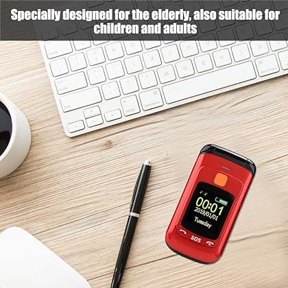 ASHATA Big Button Flip Mobile Phone for Elderly, 2.4 Inch Touch Screen Senior Flip 2G Mobile Phone, Dual SIM Card Dual Standby Full Voice Assistance Mobile Phone with Flashlight Radio (US)