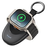 for Apple Watch Charger, Portable iWatch Charger Wireless Magnetic 1400mAh Power Bank Keychain Accessories Travel Car Charger for Apple Watch Series 9/8/7/6/5/4/3/2/SE/Ultra/Ultra 2 (Black)