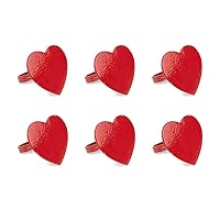 DII Decorative Unique Novelty Napkin Ring Set, Valentine's Day Red Heart, 6 Count