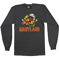 Threadrock Men's Maryland State Flag Crab Emblem Long Sleeve T-Shirt