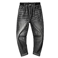Andongnywell Men's Straight Fit Tapered Leg Jeans Man's Slim-fit Stretch Athletic-fit Pocket Denim Pants