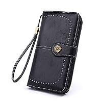 Document Package USD Wallet Women's Wallet Card clamp New Oil Wax Leather Handbag Long Zipper tri-fold Mobile Phone Bag Clutch