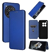 Compatible with OnePlus 12 Case, Luxury Carbon Fiber PU+TPU Hybrid Case Full Protection Shockproof Flip Case Cover Compatible with OnePlus 12 (Color : Blue)