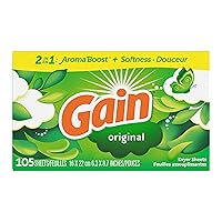 Gain, Fabric Softener Dryer Sheets, Original Scent, 105 Count