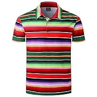 LINOCOUTON Men's American Patriotic Flag Pride Day Golf Polo Short Sleeve Shirt