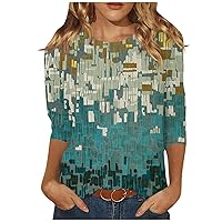Blusas Casuales De Mujer, 3/4 Sleeve Shirts for Women Cute Print Graphic Tees Blouses Casual Plus Size Basic Tops