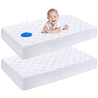 Yoofoss Waterproof Crib Mattress Protector 2 Pack, Quilted Crib Mattress Pad Cover Ultra Soft and Breathable, Machine Washable Toddler Mattress Protector for Standard Baby Crib Size 52''x28''