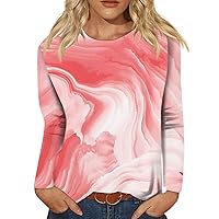Womens Shirts Floral Pattern Long Sleeve Round Neck Holiday Basic Tops Fashion Oversized Loose Fitted Blouse