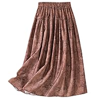SANGTREE Women's Casual Cotton Linen Skirts with Pockets