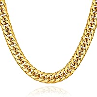 U7 Diamond Cut Miami Cuban Link Chain for Men Women Stainless Steel Curb Chain Necklace, Cool Hip Hop Jewelry Silver/Black/18K Gold Plated Chains, Width 3/6/9/12mm,18/20/22/24/26/28/30 Inch