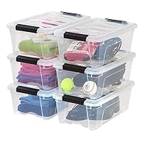 IRIS USA 12 Quart Stackable Plastic Storage Bins with Lids and Latching Buckles, 6 Pack - Clear, Containers with Lids and Latches, Durable Nestable Closet, Garage, Totes, Tubs Boxes Organizing