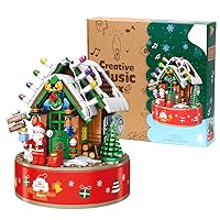 Building Blocks Music Box, 2 in 1 Christmas Cottage DIY Music Box Building Sets for Girls, Women & Kids 8+, Best Christmas Birthday Gift (502 PCS)