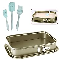 Large Springform Cake Pan, 14 x 11-Inch Rectangle Cheesecake Pan with 3Pcs Spatula Set，Leakproof Removable, Removable Bottom Golden.