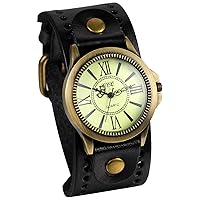 Avaner Women's Men's Analogue Quartz Watch with Leather Strap Casual Vintage Quartz Watch Roman Numerals