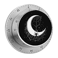 Moon Spider Web 60 Minute Timer Stainless Steel Wind Up Magnetic Timer Time Management for Cooking Kitchen