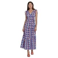 Maggy London Women's Tiered Maxi with Shoulder and Waist Drawstring Details