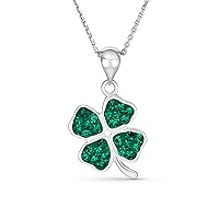 Bling Jewelry Celtic Saint Patrick's Irish Good Luck Sparkling Green Crystal Clover Shamrock Dangle Pendant Charm Necklace For Women Teens .925 Sterling Silver