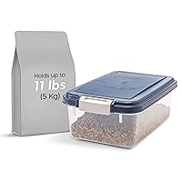 IRIS USA 11 Lbs /12 Qt WeatherPro Airtight Pet Food Storage Container, Dog Cat Bird and Other Pet Food Treats Storage Bin Keep Pests Out Translucent Body BPA Free Stackable, Navy