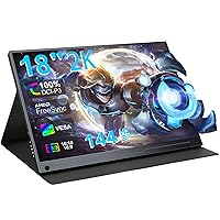 Portable Monitor 18 Inch 2K 144Hz Gaming Monitor 2560x1600 QHD 100% DCI-P3 HDR Laptop Monitor Frameless Matte IPS Second Monitor for Gaming