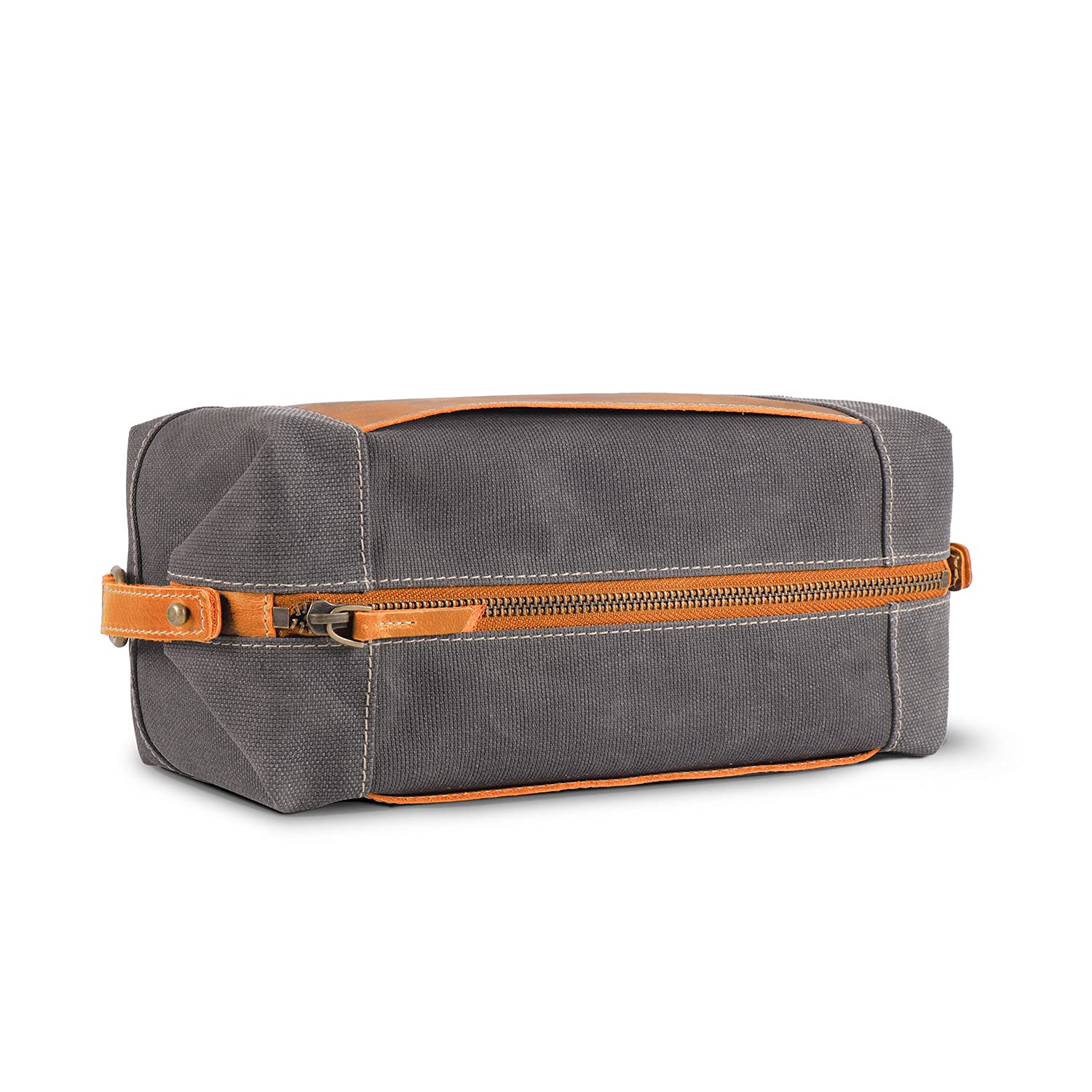 Londo Toiletry Bag Genuine Leather and Canvas Travel Toiletry Bag Dopp Kit - Unisex - Dark Brown