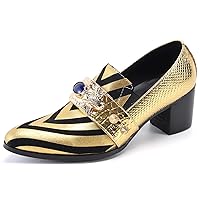 Mens Leather Casual Jewels Loafer Shoes Pump Pointed Toe Slip-on Party Dress Fashion Ballroom Business Western Cowboy Wedding
