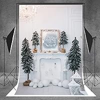 8x8ft White Fireplace Christmas Photography Background Christmas Tree Decoration Backdrops for New Year Party Banner Family Holiday Party Supplies