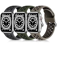 Lerobo 3 Pack Compatible for Apple Watch Band Series 8 7 6 5 4 3 2 1 SE Ultra Band 49mm 45mm 44mm 42mm 41mm 40mm 38mm Breathable Silicone Sport Strap for iWatch Bands Men Women, M/L