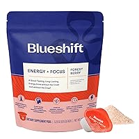 Blueshift Energy Drink Mix, Energy Supplement with Vitamin B12, Amino Acids, and Caffeine, Sugar Free Powder Mix for Energy and Focus Forest Berry Flavor (14 Pack)