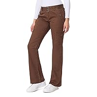WallFlower Women's Feisty Curvy Cargo Flare Low Rise Belted Insta Stretch Juniors Pants (Standard and Plus)