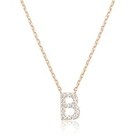 PAVOI 14K White Gold Plated Cubic Zirconia Initial Necklace | Letter Dainty Necklaces for Women