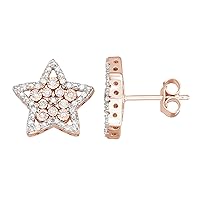 1/4 CTTW Miracle Plate Star Diamond Earrings in Sterling Silver