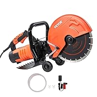 VEVOR Electric Concrete Saw, 12 in, 1800 W Motor Circular Saw Cutter with Max. 4.5 in Adjustable Cutting Depth, Wet Disk Saw Cutter Includes Water Line, Pump and Blade, for Stone, Brick…