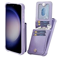 VANAVAGY Wallet Case Compatible for Samsung Galaxy S24 Plus for Women and Men,Leather Magnetic Clasp Flip Folio Phone Cover with Credit Card Holder and Coin Pocket,Clove Purple