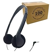 SmithOutlet 100 Pack Student Headphones in Bulk for Schools, Classrooms, Student Testing, Library, Computer Labs | Model SG-ID-08-100 Black | Wired 3.5 MM Jack