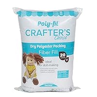 Fairfield Poly-Fil Crafter’s Choice, Dry Polyester Packing Fiber Fill, Stuffing for Stuffed Animals, Toys, Dolls, and More, Machine-Washable Poly-Fil Fiber Fill, 20-ounce Bag