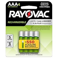 Rayovac AAA Batteries, Triple A Battery Rechargeable, 4 Count