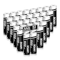 32-Pack AAA Rechargeable Batteries High-Capacity 1500mAh 1.2V NiMH Battery Low Self Discharge Pre-Charge Double AA Batteries for Household and Business Devices