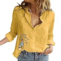 Custom Womens Tops Women's Button Up Shirts V Neck Casual Long Sleeve Loose Shirt Tops Oversized Vintage Tees for Women