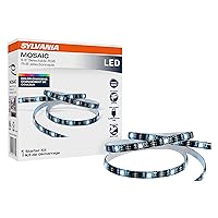SYLVANIA 6.6ft Mosaic USB RGB Flexible Light Strip Starter Kit, 16 Dimmable Colors with RF Remote Control, Black - 1 Pack (75779)