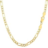 Jewelry Affairs 10k Yellow Gold Hollow Figaro Chain Necklace, 3.5mm