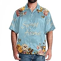 Hawaiian Shirts for Men, Short Sleeve Shirts for Men, Tropical Shirts for Men, Holland Windmill Tulips Spring Landscape